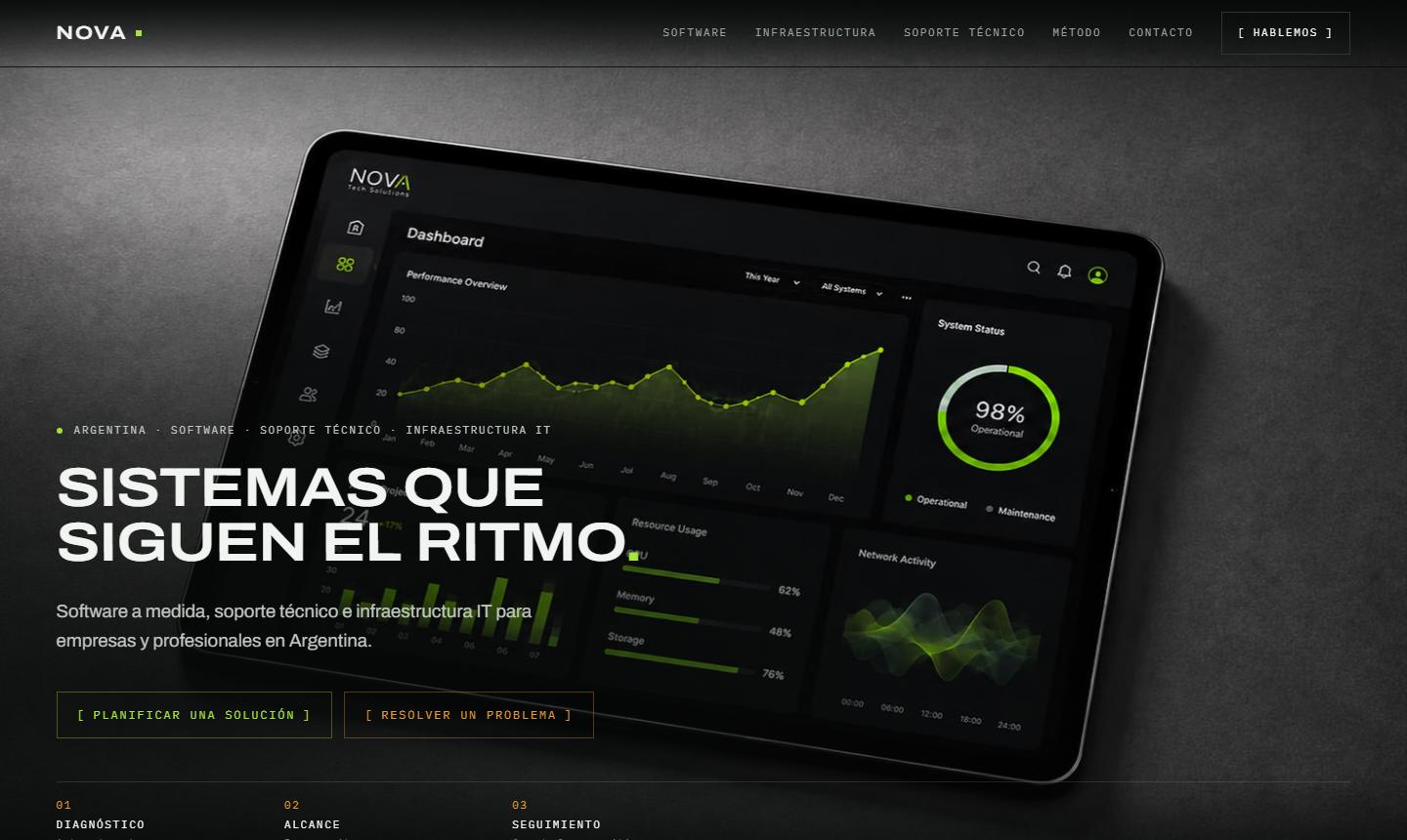 Captura del inicio de NOVA Software